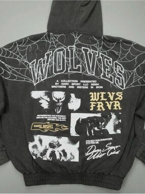 NWT Darc Sport Venom Marvel Graphic Hoodie Zip up Jacket - Charcoal - LargE